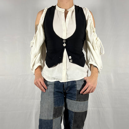 Y2K Biche de Bère Two-Piece Set – Exposed Seam Vest & Mini Skirt