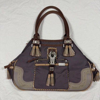 Y2K George Gina &amp; Lucy Structured Shoulder Bag – Utility Clip &amp; Tassel Detail
