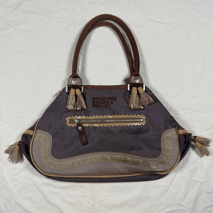 Y2K George Gina &amp; Lucy Structured Shoulder Bag – Utility Clip &amp; Tassel Detail