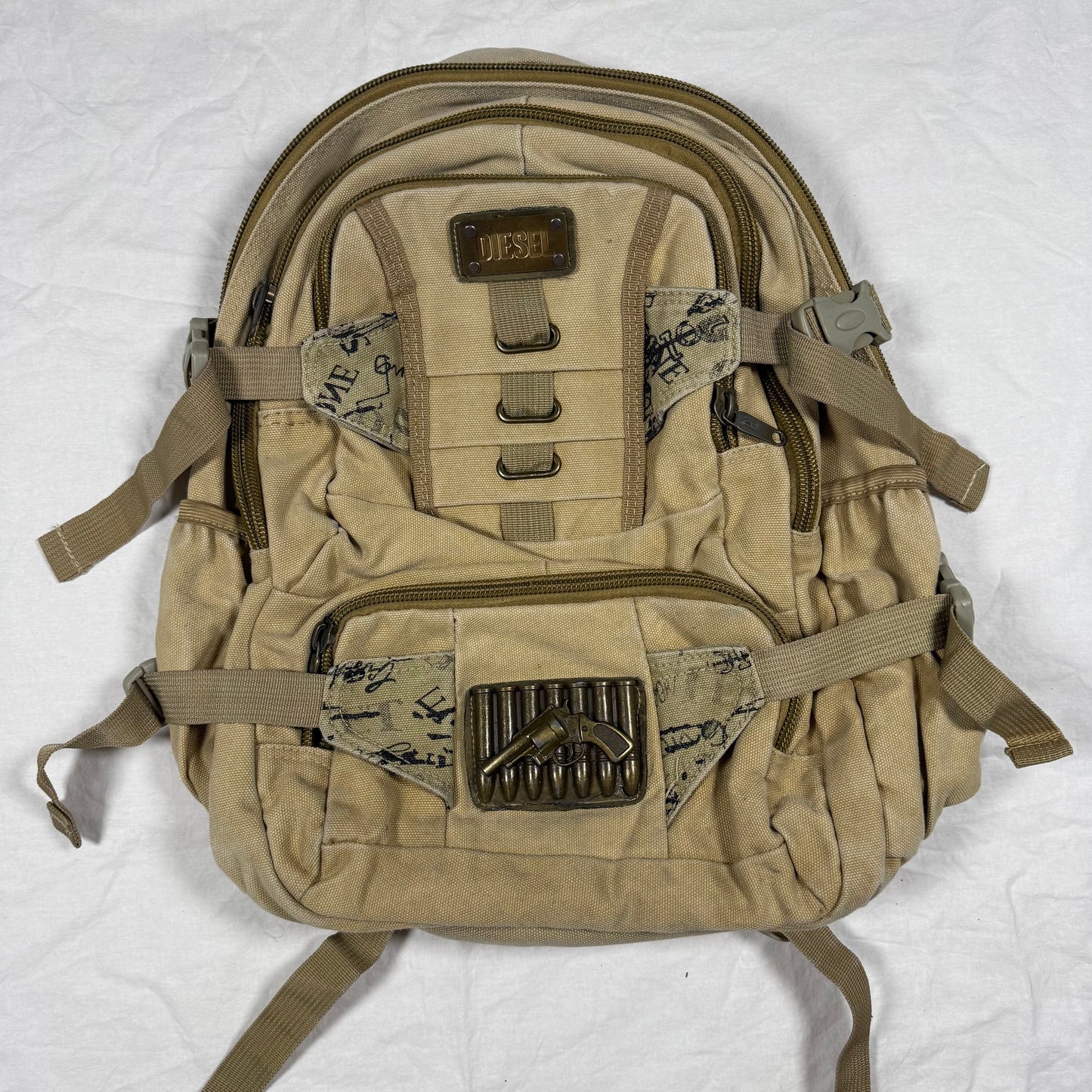 Vintage Diesel Backpack Y2K Techwear Military Gorpcore Cargo Bag School Bag Utility Work Bag