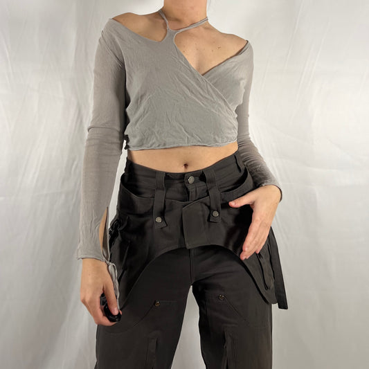Y2K Sarah Pacini Deconstructed Wrap top Techwear Apocalyptic Neutral Subversive Asymmetrical Minimalist Modular Top