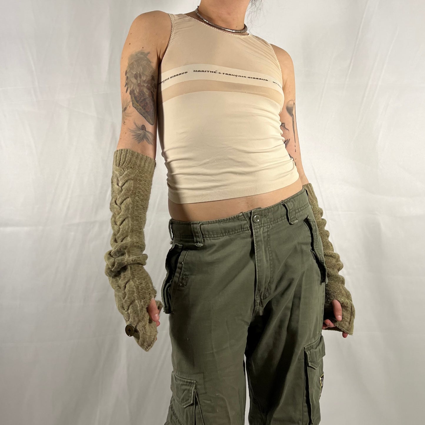 Y2K Marithe Francois Girbaud Sheer Mesh Tank Top Utility Techwear Subversive Cyber Rave Top