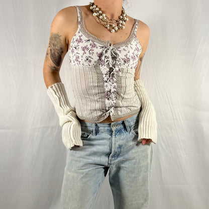 Y2K Vive Maria Coquette Balletcore Milkmaid Lace Trim Cami Top Pastel Babydoll Soft girl tank top