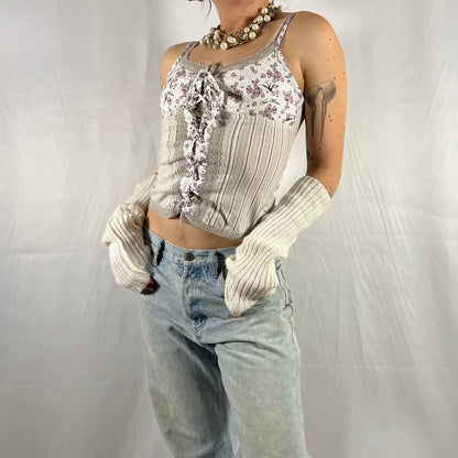 Y2K Vive Maria Coquette Balletcore Milkmaid Lace Trim Cami Top Pastel Babydoll Soft girl tank top