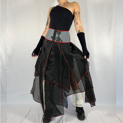 Y2K Biche de Bère Deadstock Corset Waist Asymmetrical Skirt – With Tags