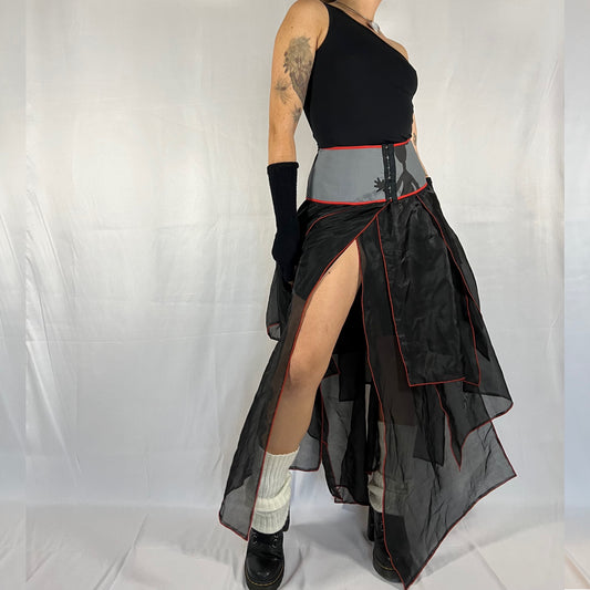 Y2K Biche de Bère Deadstock Corset Waist Asymmetrical Skirt – With Tags