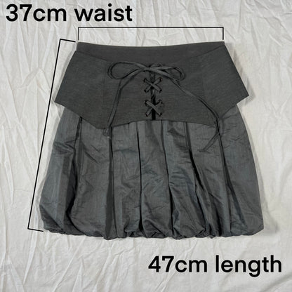 Y2K Cop Copine Bubble Skirt &amp; Corset Belt Set – Layered Utility