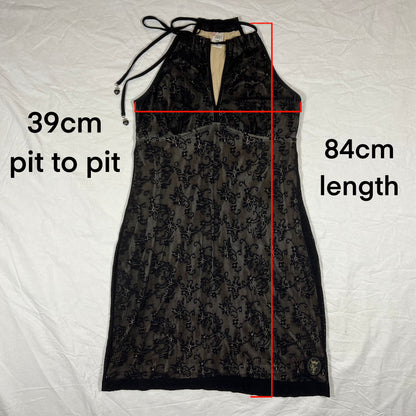 Y2K Vive Maria Lace Overlay Keyhole Mini Dress
