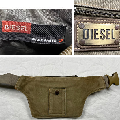 Y2K Diesel Leather & Canvas Utility Sling Bag – Cargo Belt Bag