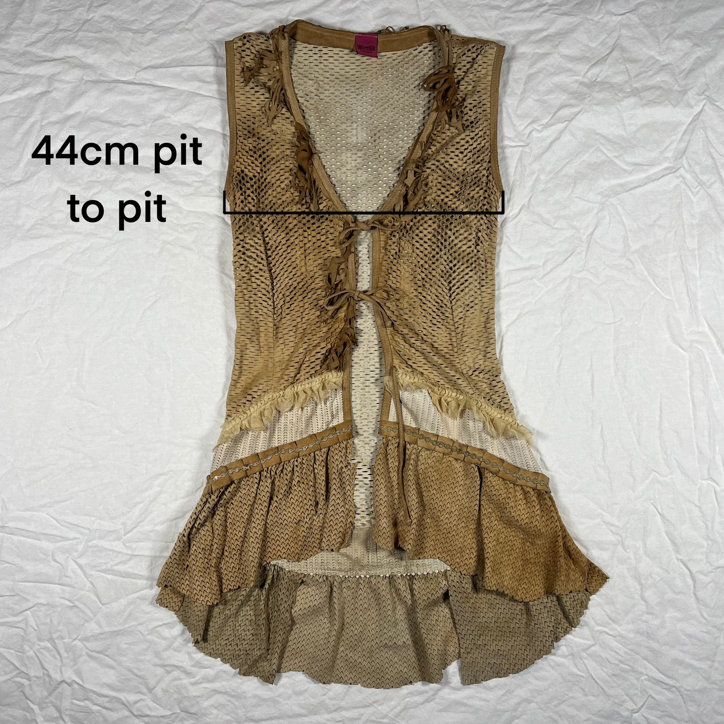 Y2K Save The Queen Coquette Earth Fairy Balletcore Deconstructed Patchwork Apocalyptic Leather Vest