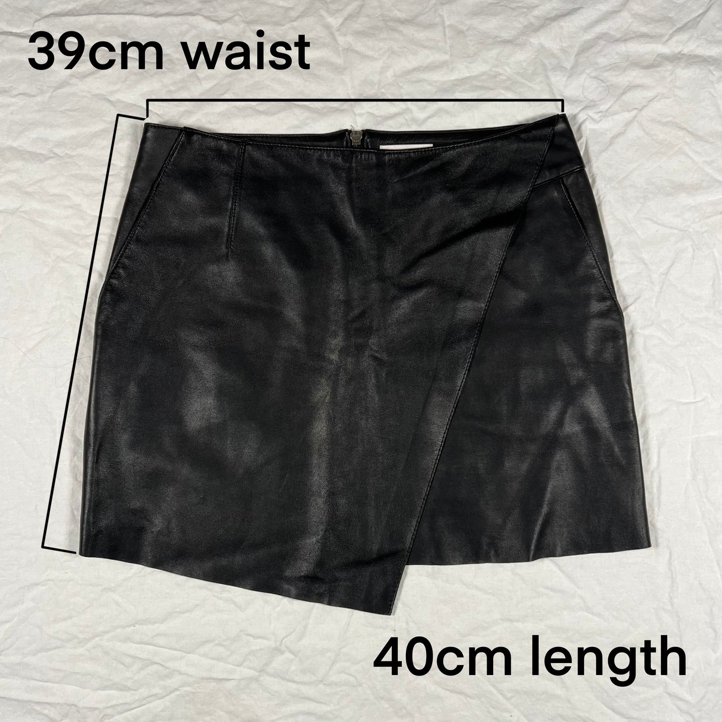 Helmut Lang 100% Lamb Leather Asymmetrical Mini Skirt Minimalist Going Out Skirt