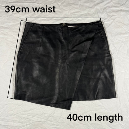 Helmut Lang 100% Lamb Leather Asymmetrical Mini Skirt
