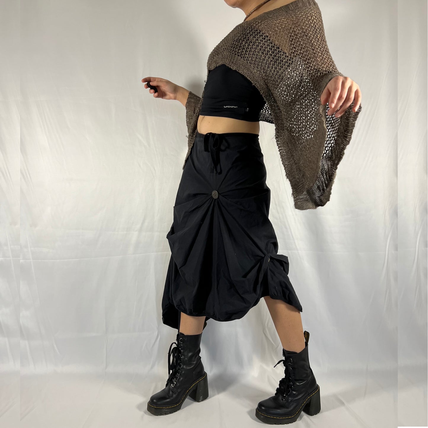 Cop Copine Y2K Parachute Skirt Asymmetrical Techwear Utility Whimsigoth Gathered Skirt