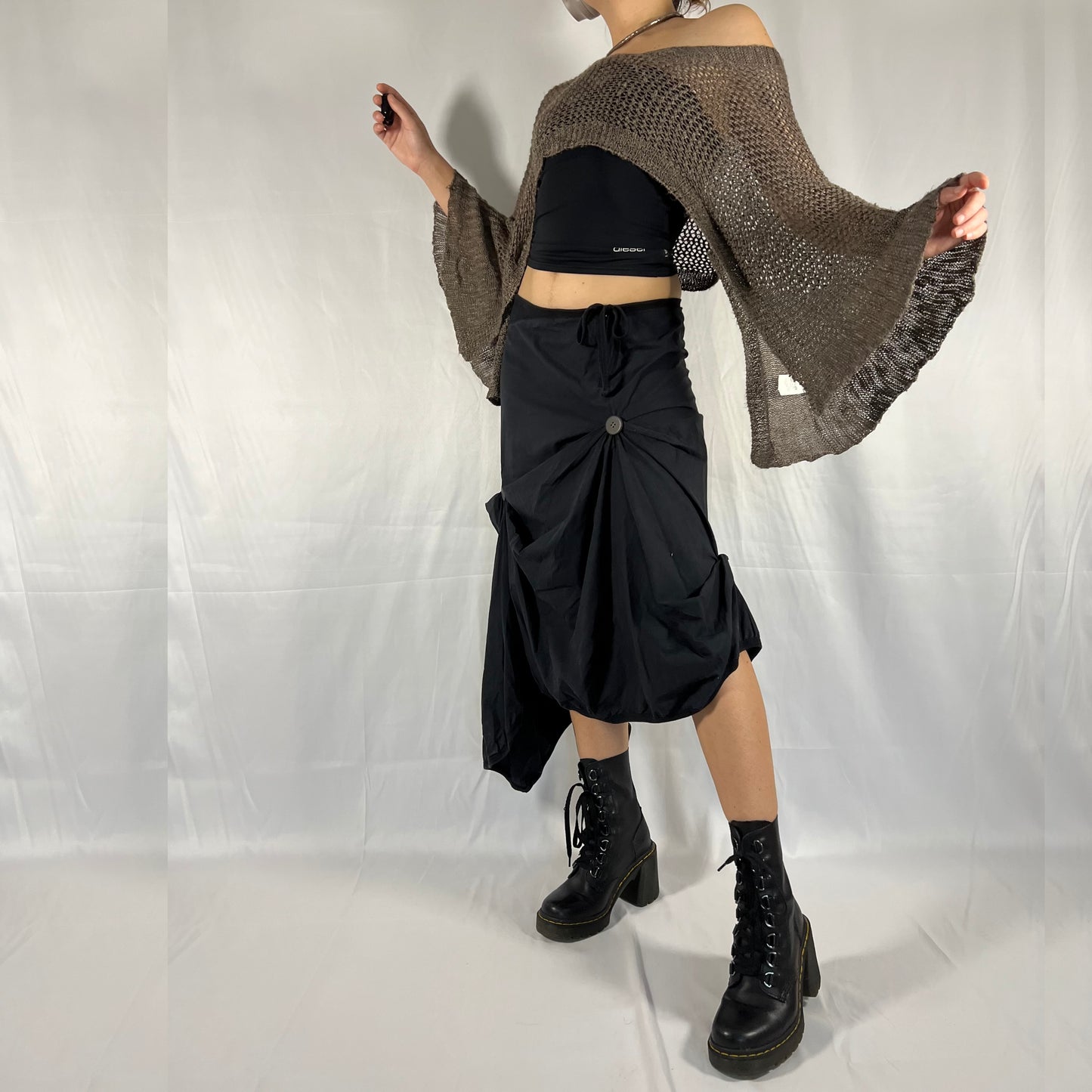 Cop Copine Y2K Parachute Skirt Asymmetrical Techwear Utility Whimsigoth Gathered Skirt