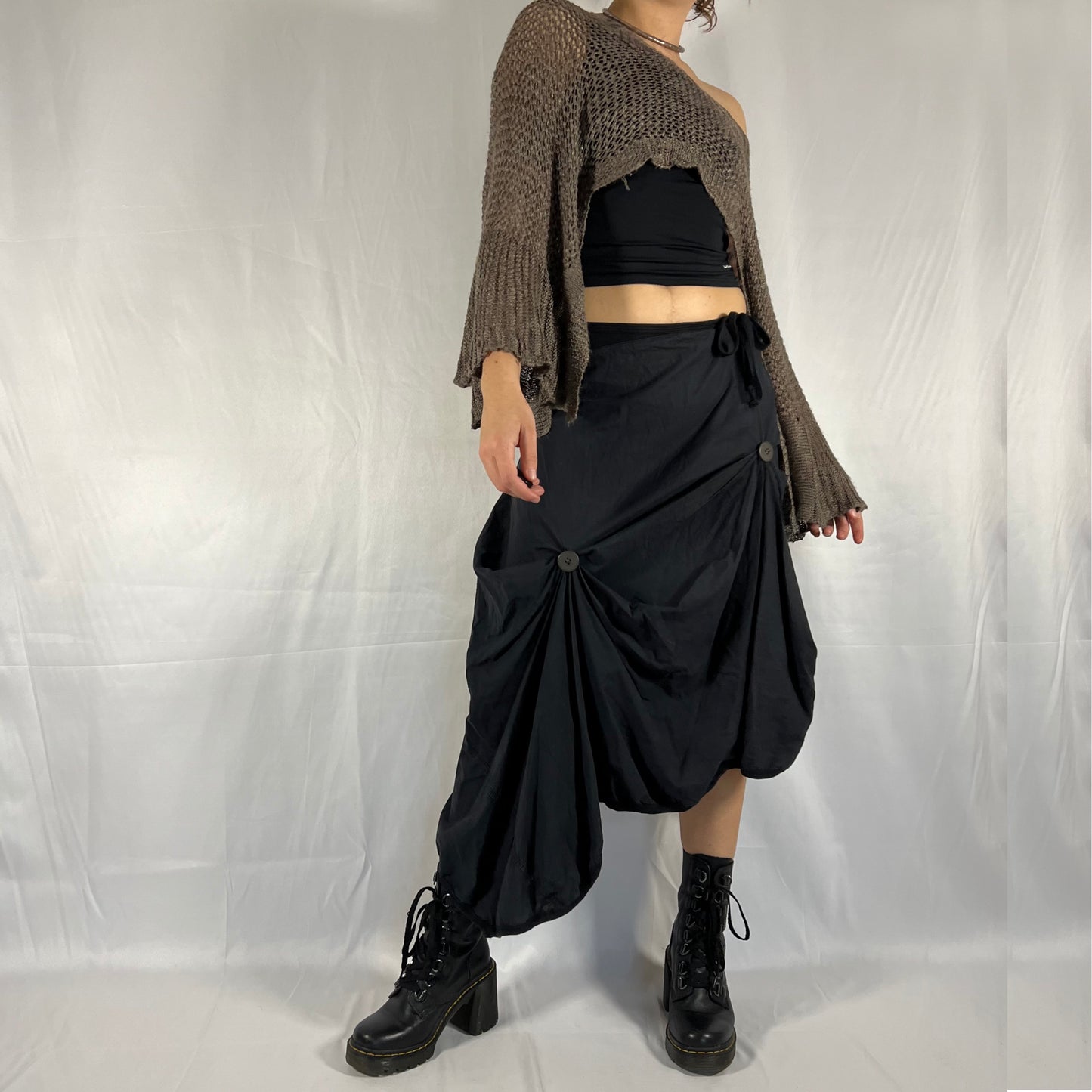 Cop Copine Y2K Parachute Skirt Asymmetrical Techwear Utility Whimsigoth Gathered Skirt