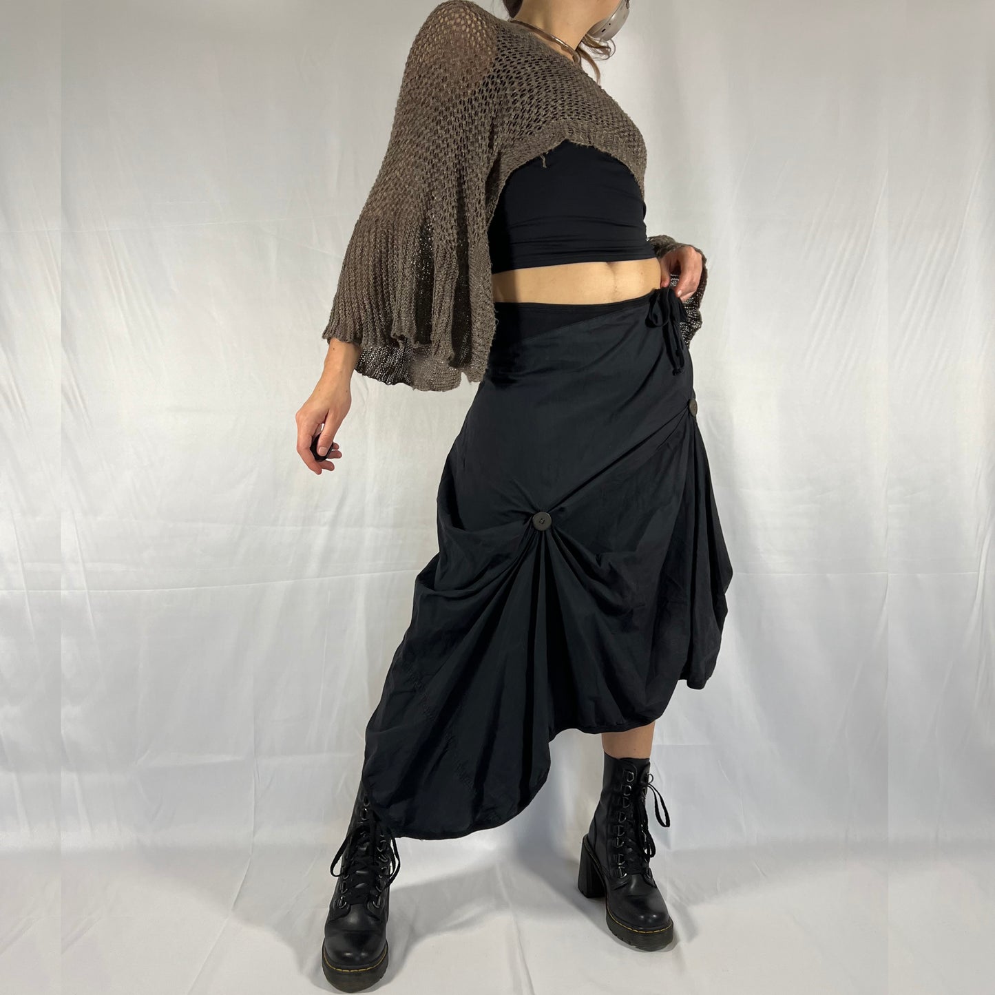 Cop Copine Y2K Parachute Skirt Asymmetrical Techwear Utility Whimsigoth Gathered Skirt