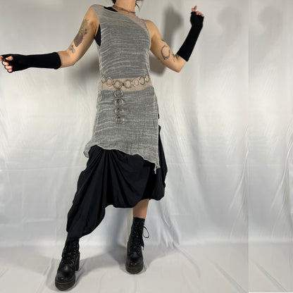 Y2K Sarah Pacini Sheer Asymmetrical Knit Tunic – Deconstructed Layering