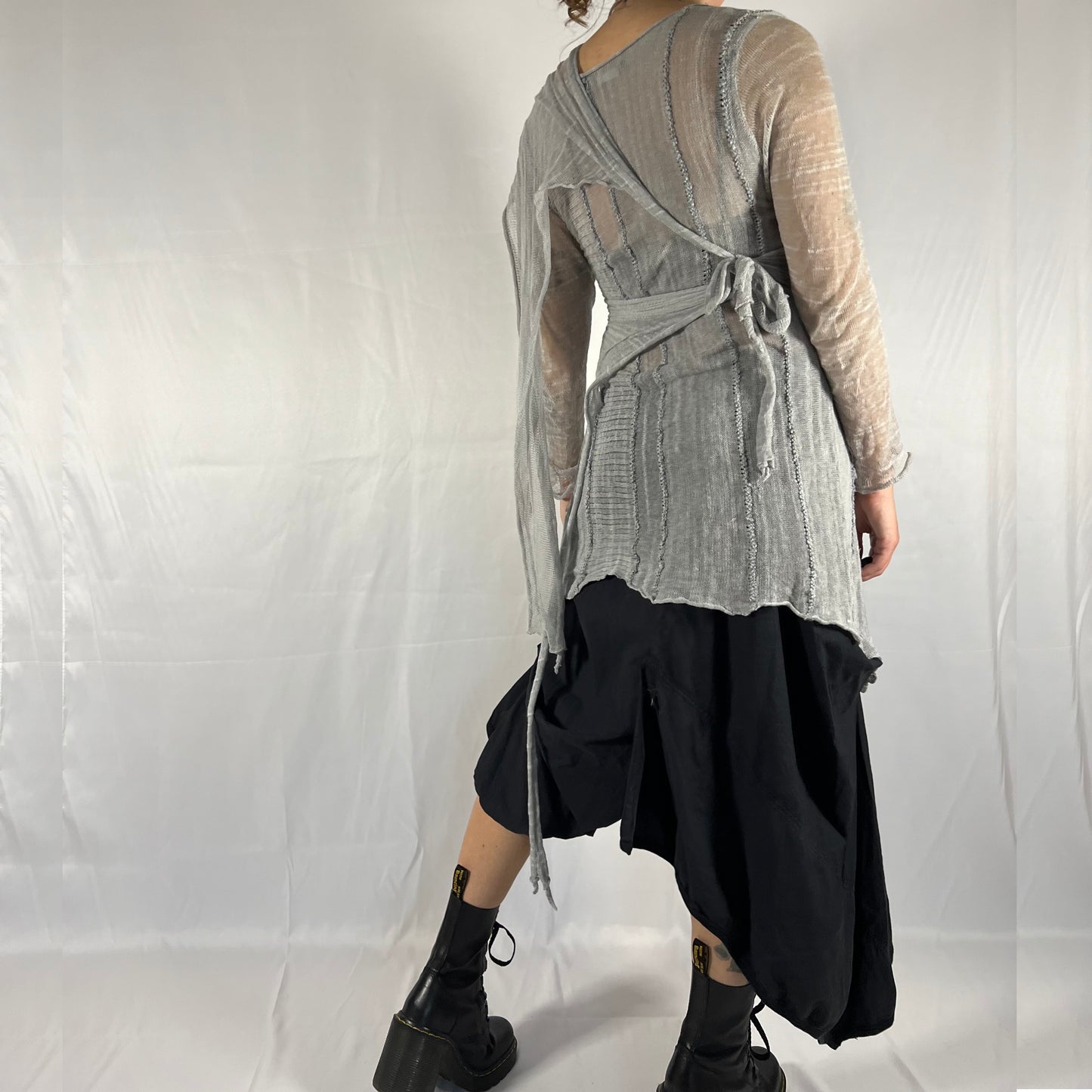 Sarah Pacini Y2K Modular Deconstructed Knit Top Wrap and Tie Apocalyptic Coquette Balletcore Ethereal Cardigan