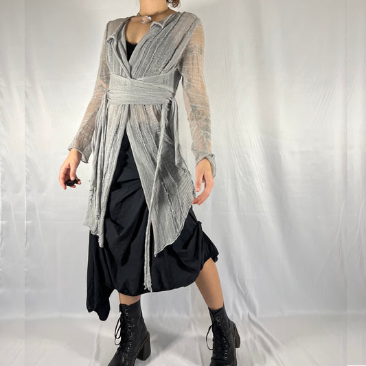 Sarah Pacini Y2K Modular Deconstructed Knit Top Wrap and Tie Apocalyptic Coquette Balletcore Ethereal Cardigan