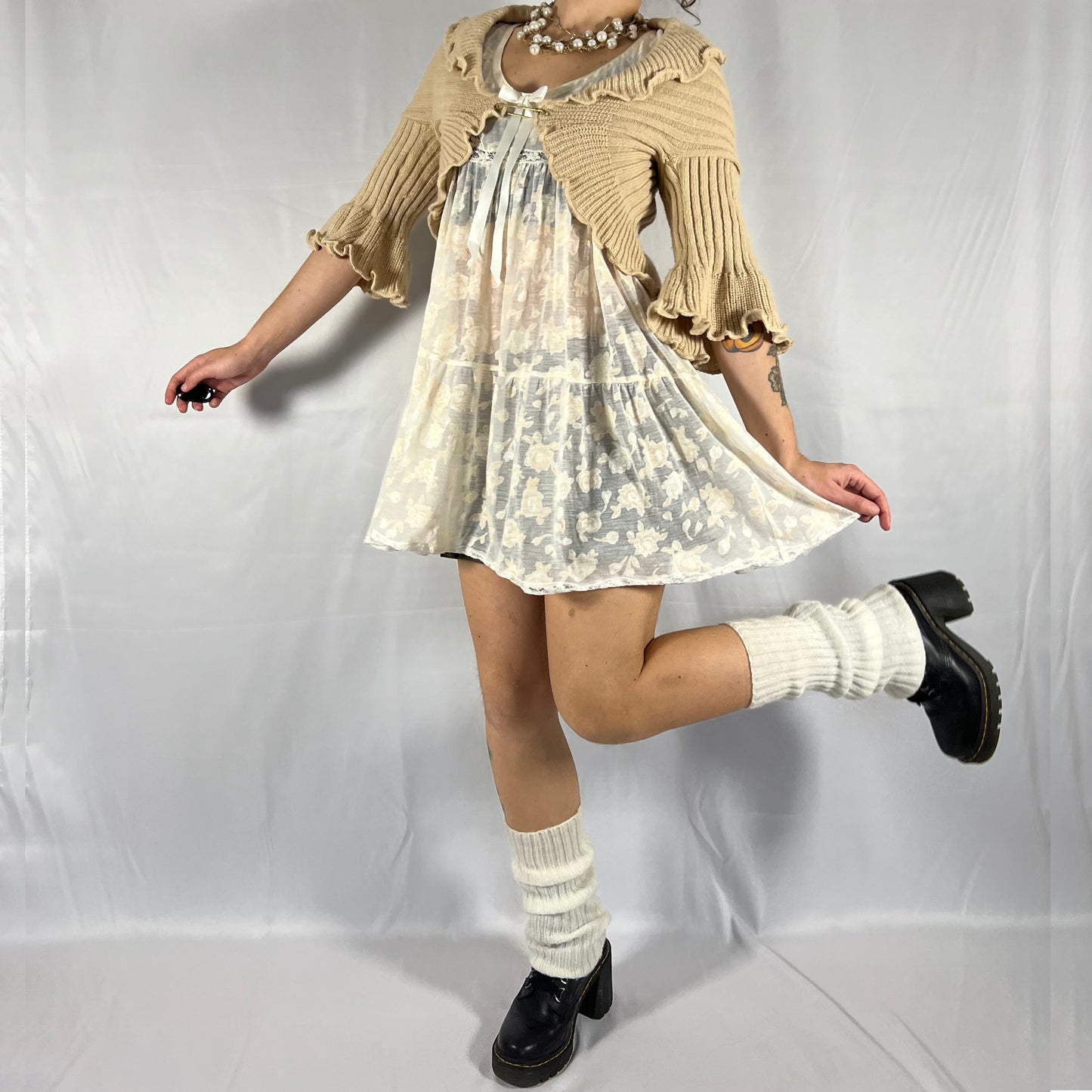 Y2K Coquette Knit Top Balletcore Dollette Ethereal Layering Chunky Knit Cardigan