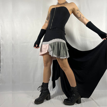 Y2K Voyage (Mazzilli Michielsen) Patchwork Mini Skirt with Train – Made in Italy