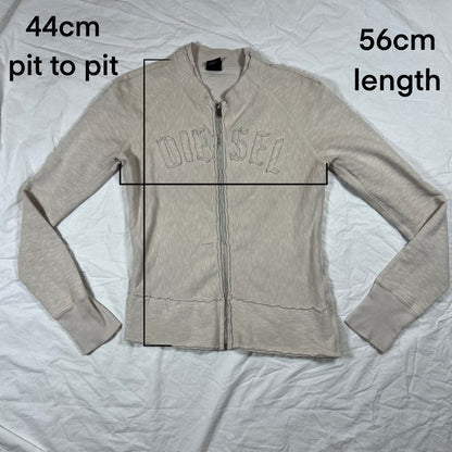 Y2K Diesel Zip Up Sweater Coquette Balletcore Distressed Pastel Soft Grunge Minimalist Cardigan Sweater