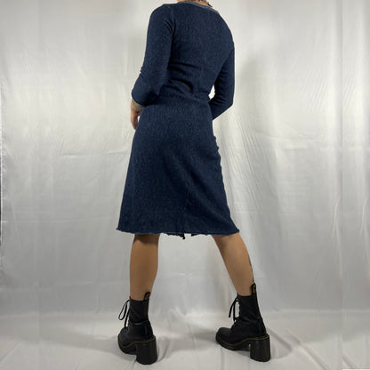 Y2K Ilana Textured Asymmetrical Midi Dress – Structured Minimal