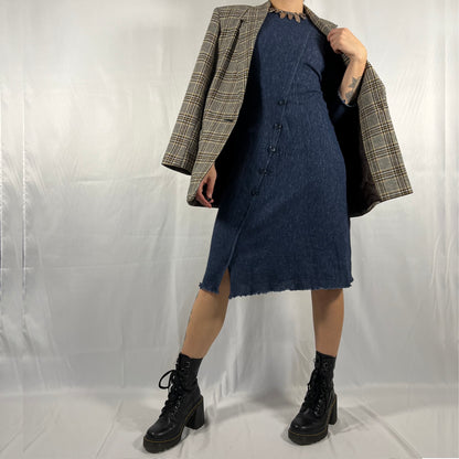 Y2K Ilana Textured Asymmetrical Midi Dress – Structured Minimal
