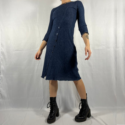Y2K Ilana Textured Asymmetrical Midi Dress – Structured Minimal