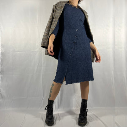 Y2K Ilana Textured Asymmetrical Midi Dress – Structured Minimal
