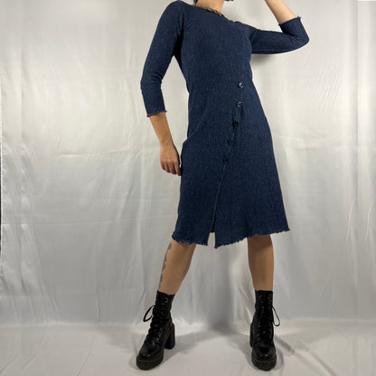 Y2K Ilana Textured Asymmetrical Midi Dress – Structured Minimal