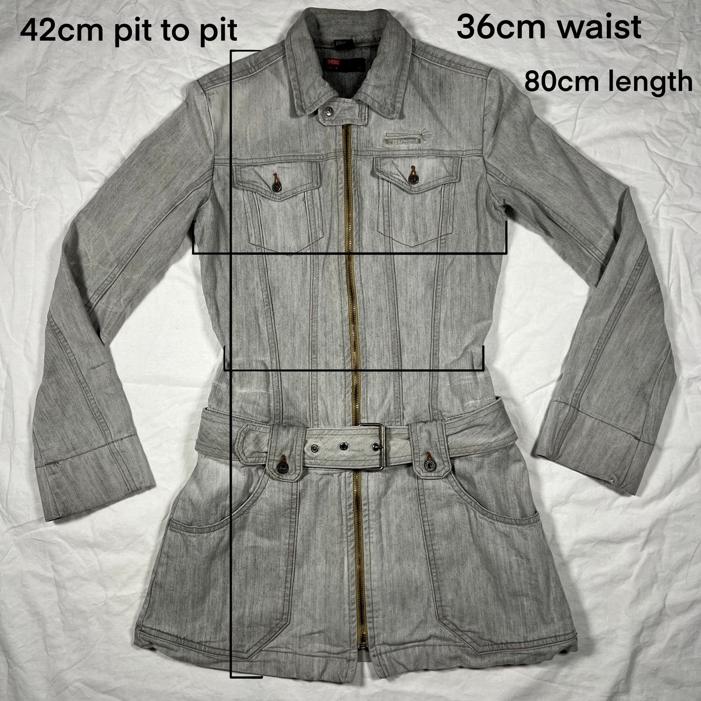 Y2K Diesel Utility Techwear Denim Cargo Dress Jacket Gorpcore Rare Archive Cyber Rave Mini Dress