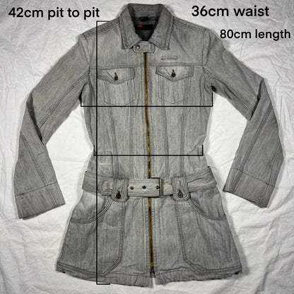 Y2K Diesel Denim Cargo Mini Dress – Utility Jacket Style