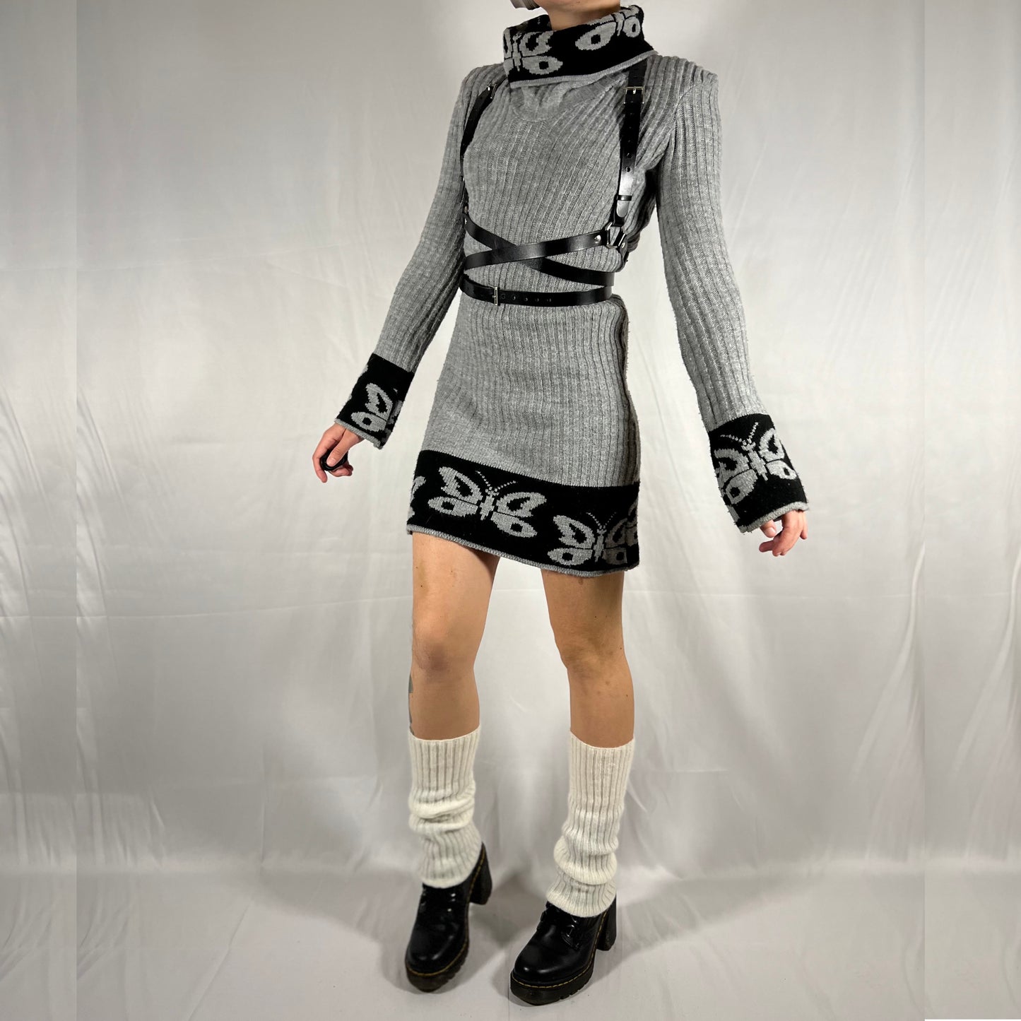 Y2K Dark Academia Coquette Whismigoth Butterfly Sweater Dress Dark Fairy Balletcore Witchy Knit Dress