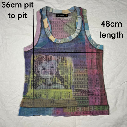 Y2K Cop Copine Abstract Mesh Tank Top – Cyber Graphic