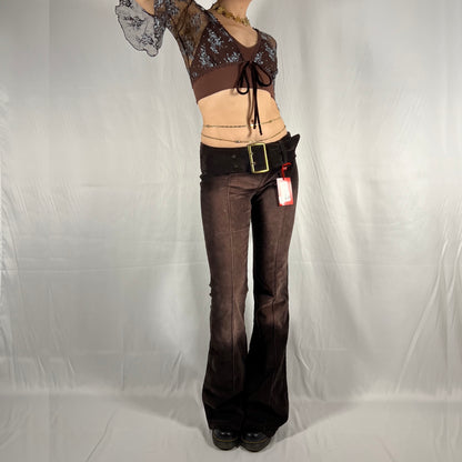 Y2K Miss Sixty Low Rise Boot Cut Flare Pants Deadstock Corduroy Rare Disco Going Out Pants Cyber Rave Fairy Grunge Pants