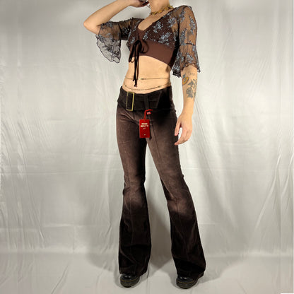 Y2K Miss Sixty Low Rise Boot Cut Flare Pants Deadstock Corduroy Rare Disco Going Out Pants Cyber Rave Fairy Grunge Pants