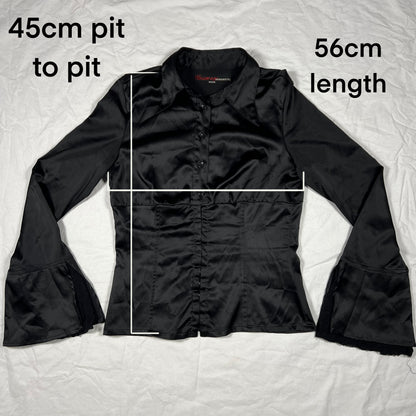 Y2K Miss Sixty Satin Corset Blouse – Structured Button Down