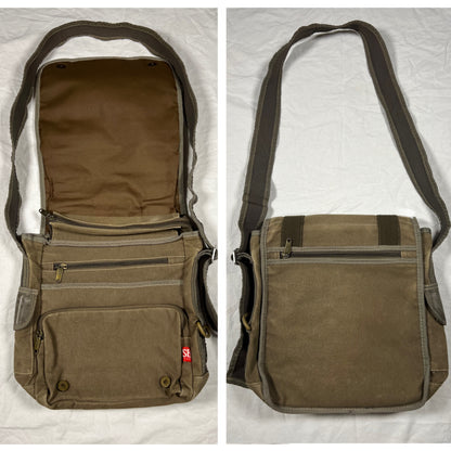 Y2K Diesel Utility Cargo Bag Canvas and Leather Techwear Unisex Gorpcore Messenger Bag for School or Work