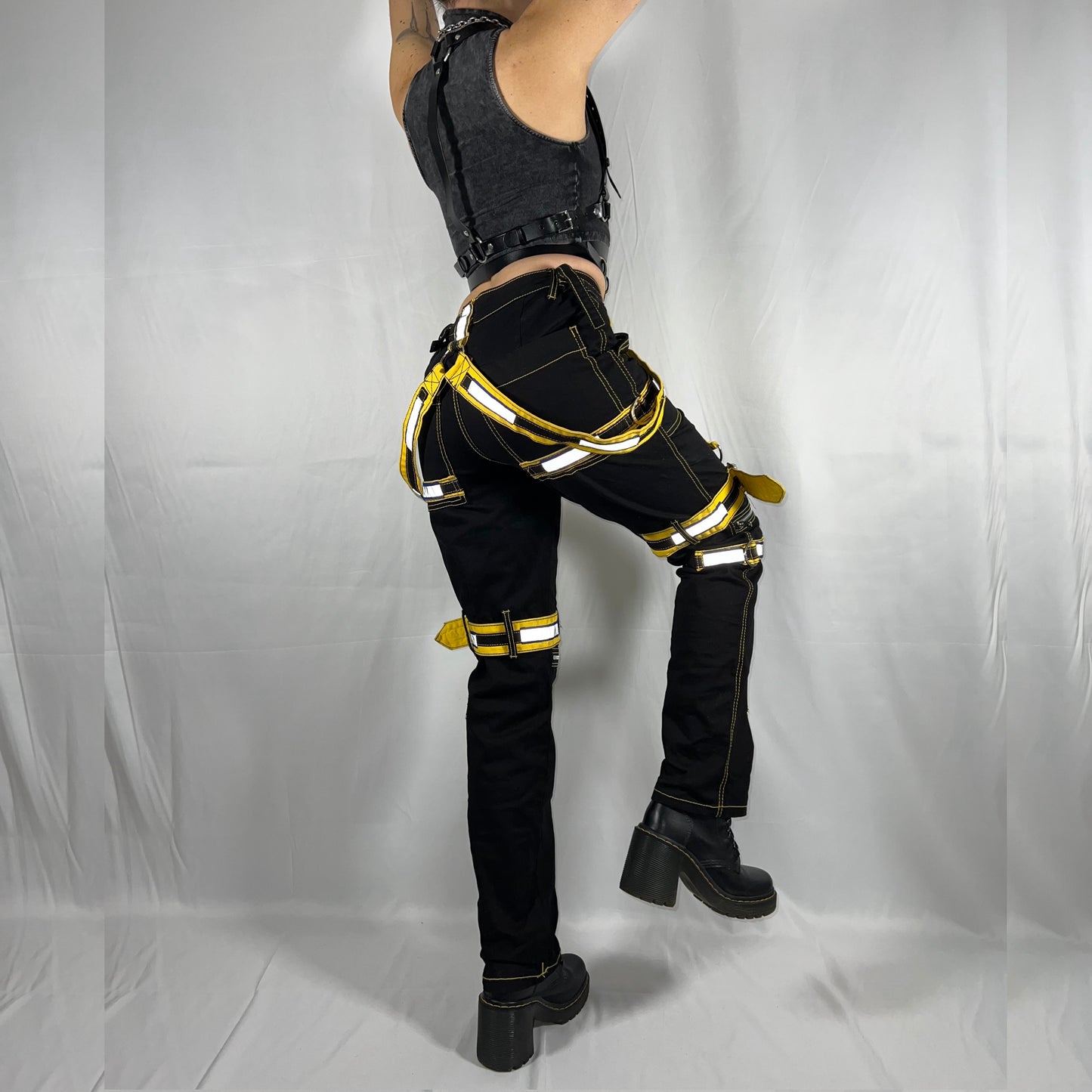 Tripp NYC Bondage Pants Rave Wear Reflective Club Kid Cyber Goth Utility Tactical Gorpcore Techwear Pants