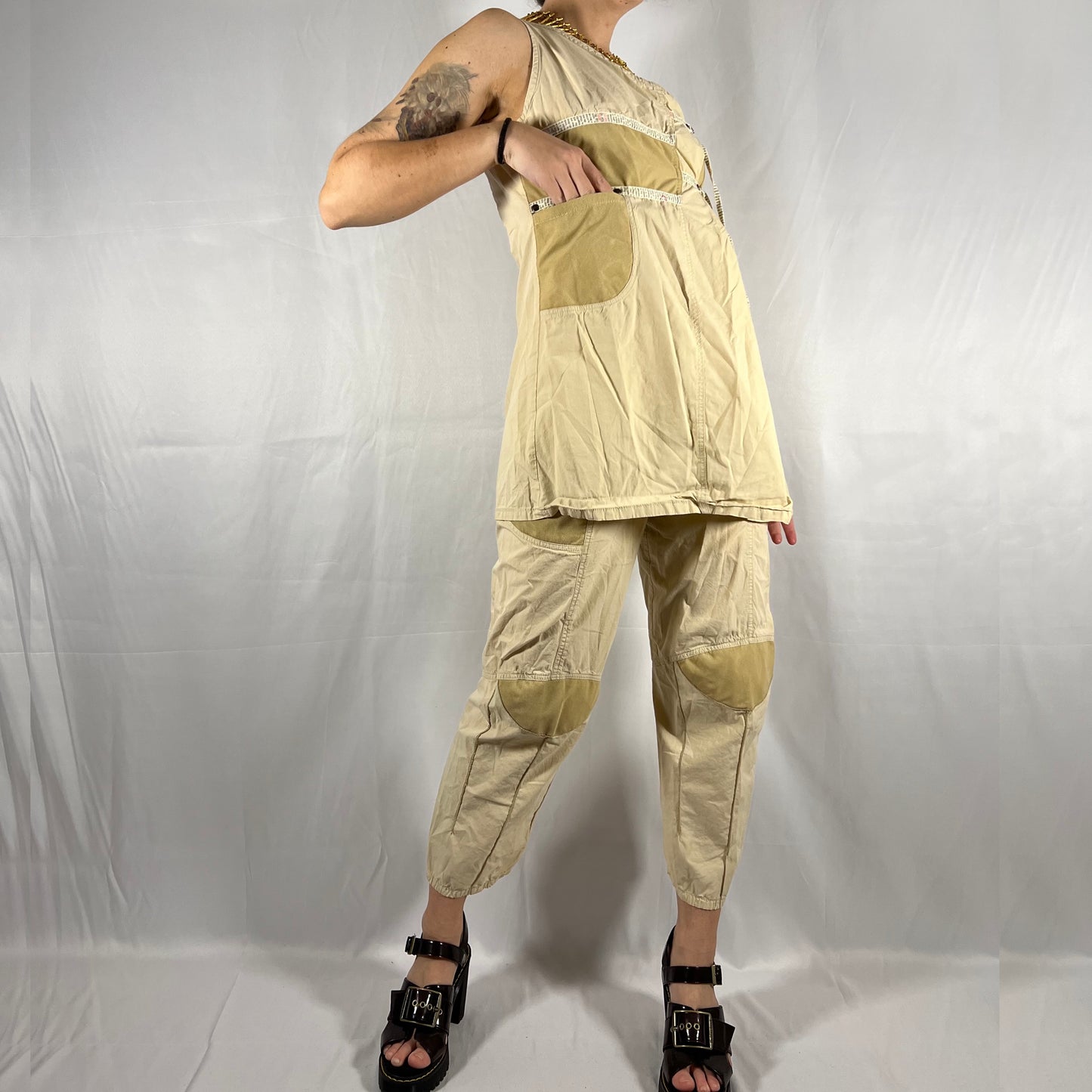 Y2K Cop Copine 2026 Techwear Set Utility Cyber Cargo Solarpunk Futuristic Pant Set Gorpcore Neutral Apocalyptic Two Piece Set Matching Set