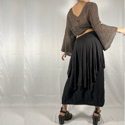 Y2K Cop Copine Layered Bi-Material Maxi Skirt – Minimal Utility