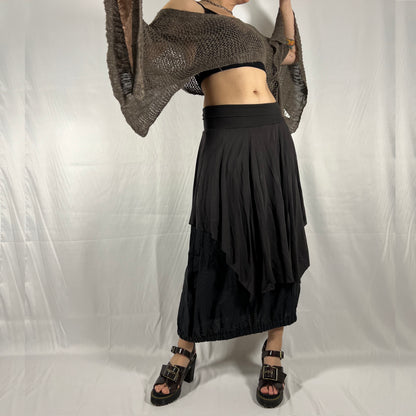 Y2K Cop Copine Layered Bi-Material Maxi Skirt – Minimal Utility