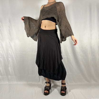 Y2K Cop Copine Layered Bi-Material Maxi Skirt – Minimal Utility
