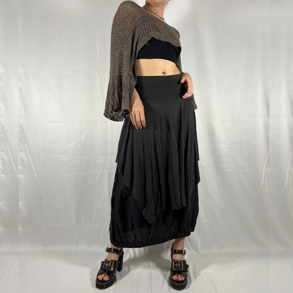 Y2K Cop Copine Layered Bi-Material Maxi Skirt – Minimal Utility