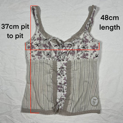 Y2K Vive Maria Coquette Balletcore Milkmaid Lace Trim Cami Top Pastel Babydoll Soft girl tank top