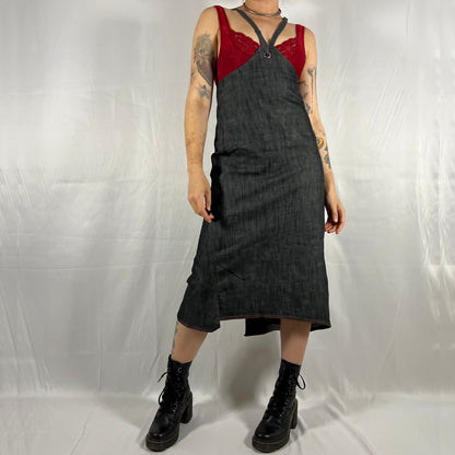 Y2K Cop Copine Underbust Dress Pinafore Overall Techwear Utility Cyber Rave Maxi Dress