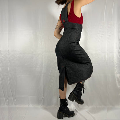 Y2K Cop Copine Underbust Dress Pinafore Overall Techwear Utility Cyber Rave Maxi Dress