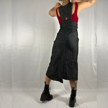 Y2K Cop Copine Underbust Dress Pinafore Overall Techwear Utility Cyber Rave Maxi Dress