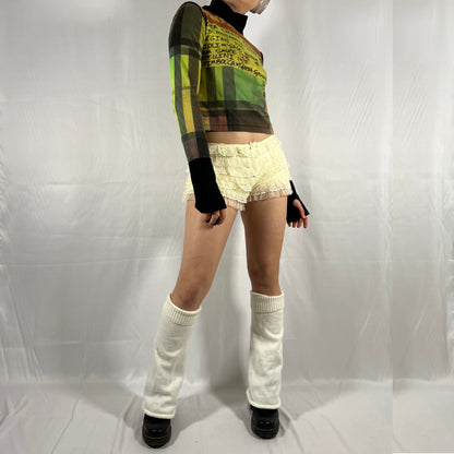 Y2K Cop Copine Graphic Cyber Rave Techwear Longsleeve Menu Print Abstract Multicolor High Neck Fleece Top